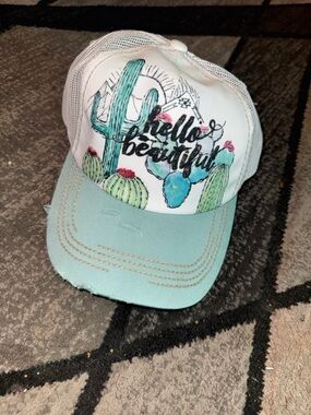 White Mesh Trucker Hat with Adjustable Strap